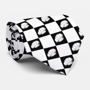 Black White Checkered Restaurant Chef Pet Pattern Stropdas