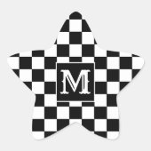 Black White Checkered Star Sticker Initial (Devant)