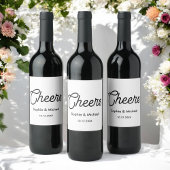 Black White Cheers Simple Vin Étiquette
