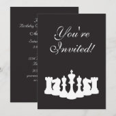 Black & White Chess verjaardagsfeestje uitnodiging (Voorkant / Achterkant)