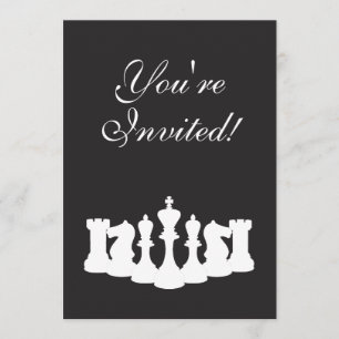Black & White Chess verjaardagsfeestje uitnodiging