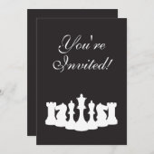 Black & White Chess verjaardagsfeestje uitnodiging (Voorkant / Achterkant)