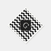 Black White Chevron Black Quatrefoil Monogram Servet (Hoek)