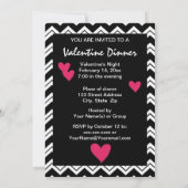 Black White Chevron Heart Valentine Invitation (Dos)