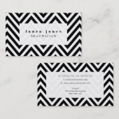 Black + White Chevron Mode Stylist Sjabloon Visitekaartje (Voorkant / Achterkant)