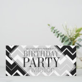 Black White Chevron Stylish Party Invitations (Debout devant)