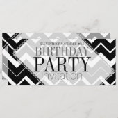 Black White Chevron Stylish Party Invitations (Devant / Derrière)