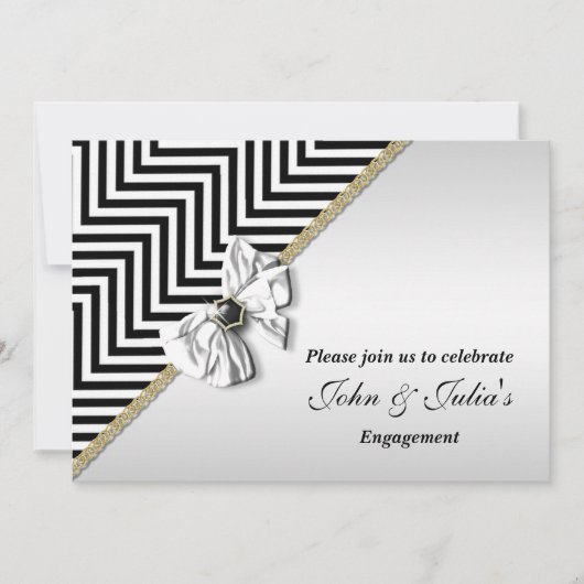 Black white chevron verloving Day CUSTOM Kaart (Voorkant)