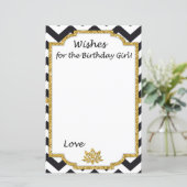 Black White Chevron wil het verjaardagsmeisje (Staand voorkant)