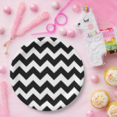 Black White Chevron Zigzag Pattern Papieren Bordje (Feest)