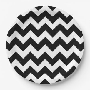 Black White Chevron Zigzag Pattern Papieren Bordje