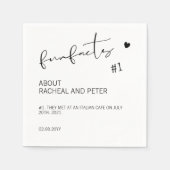 Black White Chic Modern Fun Facts Script Weddensch Servet (Voorkant)