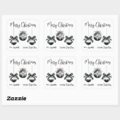Black White Christmas Gift Tag Sticker (Feuille)