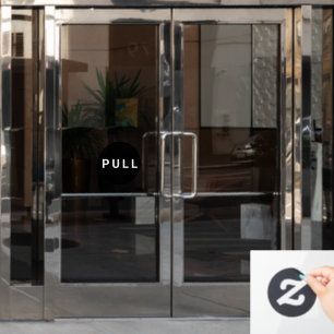 Black & White Circular Pull Deuren Business Raamsticker