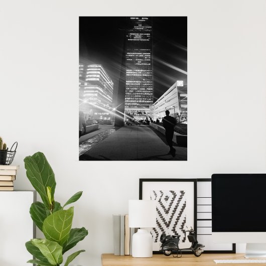 Black & White City Lights Poster (Thuiskantoor)