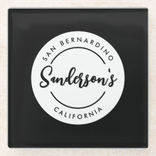 Black White City Plaats Locatie Naam Circle Glazen Onderzetter