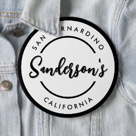 Black White City Plaats Locatie Naam Circle Ronde Button 6,0 Cm