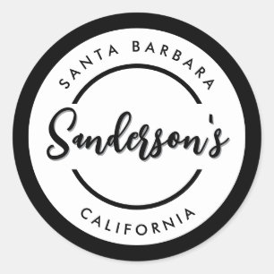 Black White City Plaats Locatie Naam Circle Ronde Sticker