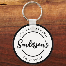 Black White City Plaats Locatie Naam Circle Sleutelhanger