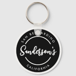 Black White City Town Place Location Name Circle  Sleutelhanger