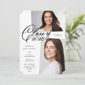 Black & White Class of 2025 Afstudeerfeest Kaart (Staand voorkant)