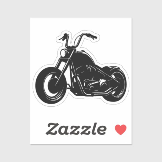 Black White Classic Cruiser Motorcycle Vector Art Sticker (Vel)