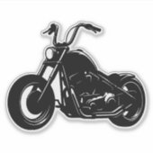 Black White Classic Cruiser Motorcycle Vector Art Sticker (Voorkant)