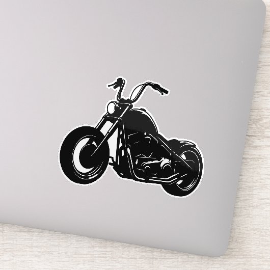 Black White Classic Cruiser Motorcycle Vector Art Sticker (Detail)