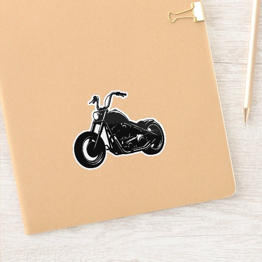Black White Classic Cruiser Motorcycle Vector Art Sticker (Notitieboek)