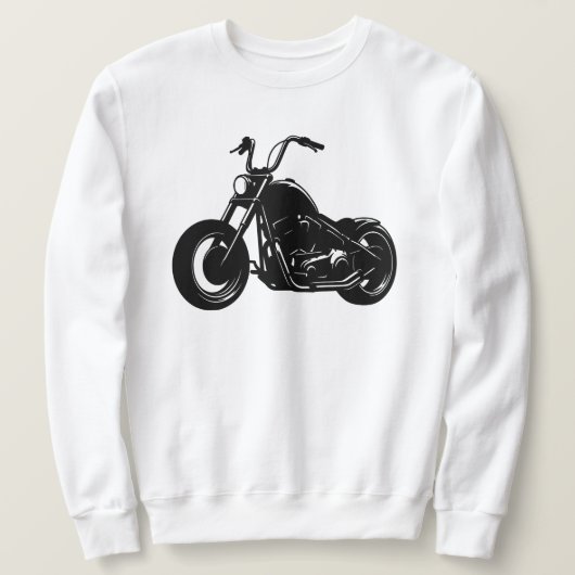 Black White Classic Cruiser Motorcycle Vector Art Trui (Design voorkant)
