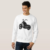 Black White Classic Cruiser Motorcycle Vector Art Trui (Voorkant volledig)