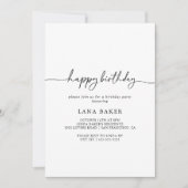 Black White Classic Happy Birthday Party Kaart (Voorkant)