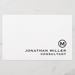 Black White Classic Monogram Briefpapier