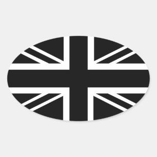 BLack & White Classic Union Jack British (UK) vlag Ovale Sticker