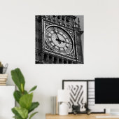 Black White Close Big Ben Clock Tower London Poster (Thuiskantoor)