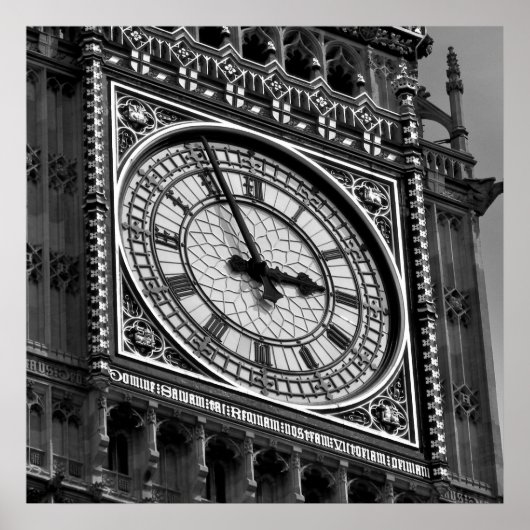Black White Close Big Ben Clock Tower London Poster (Voorkant)