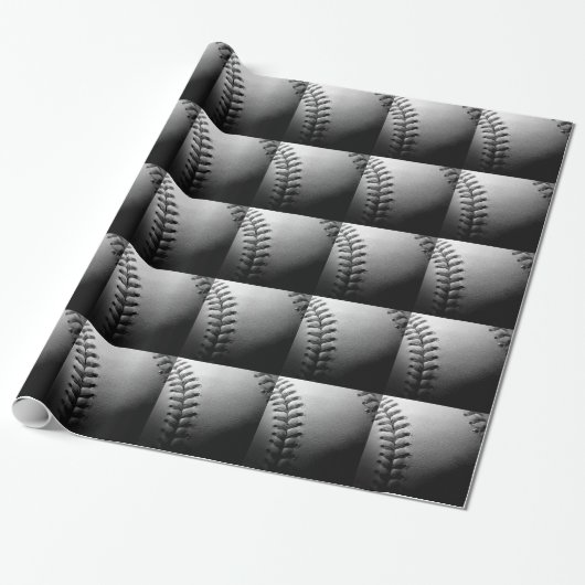 Black & White Close-up Baseball Cadeaupapier (Uitgerold)