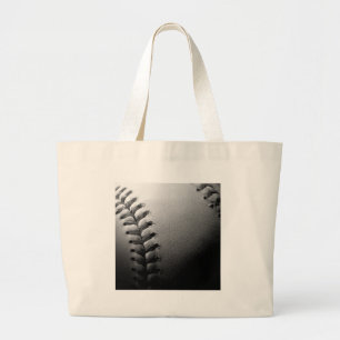 Black & White Close-up Baseball Grote Tote Bag