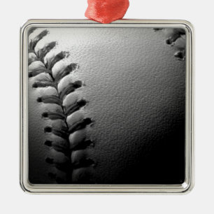 Black & White Close-up Baseball Metalen Ornament