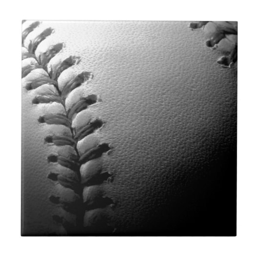 Black & White Close-up Baseball Tegeltje (Voorkant)