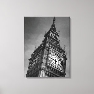 Black & White Close-up Big Ben London Reizen Canvas Afdruk