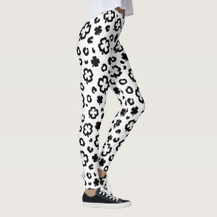 Black White Clover Leopard Pattern St. Paddy's Day Leggings