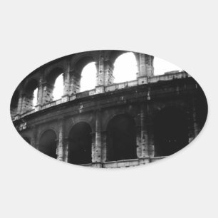 Black White Colosseum Roman Empire Ovale Sticker