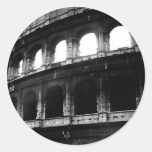 Black White Colosseum Roman Empire Ronde Sticker