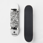 Black White Cool Artsy Skateboard (Voorkant)