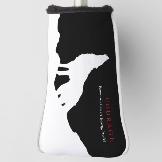 Black White Courage Quote Wolf Golfheadcover (Draai 90)