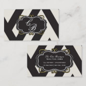 Black White Cream & Gold Boutique Carte de visite (Devant / Derrière)