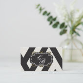 Black White Cream & Gold Boutique Carte de visite (Debout devant)