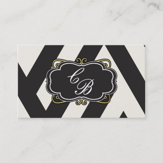 Black White Cream & Gold Boutique Carte de visite (Devant)