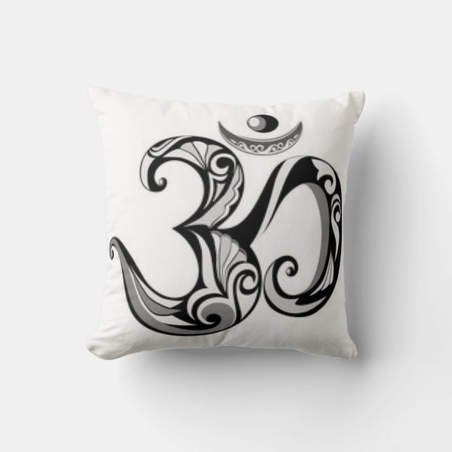 Black White Crown Chakra Pattern Print Kussen (Voorkant)
